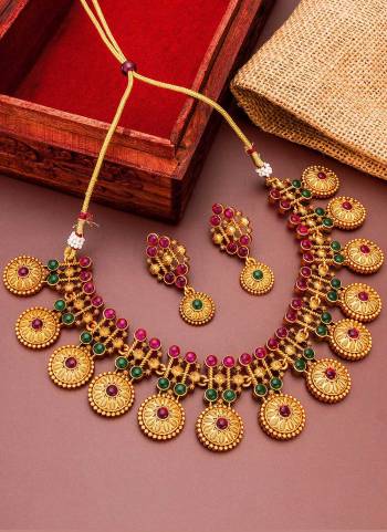 Grab These Beautifil Colored Necklace.These Necklace is Come Copper Material And Beautified With Temple Work.