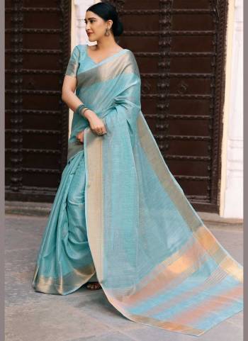 Grab These Saree in Fine Colored Pair With Blouse.These Saree And Blouse Are Fabricated On Linen.Its Beautified With Wevon Jari Border Pallu Designer Work.