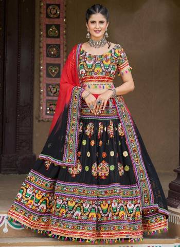 Grab These Traditional Lehenga Choli in Fine Colored Pair With Blouse And Dupatta.These Lehenga is Fabricated On Cotton Pair With Banglori,Cotton Blouse And Nazmin Dupatta.Its Beautified With Designer Real Mirror Embroidery Work.