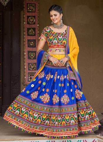 Grab These Traditional Lehenga Choli in Fine Colored Pair With Blouse And Dupatta.These Lehenga is Fabricated On Cotton Pair With Banglori,Cotton Blouse And Nazmin Dupatta.Its Beautified With Designer Real Mirror Embroidery Work.