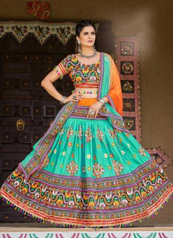 Grab These Traditional Lehenga Choli in Fine Colored Pair With Blouse And Dupatta.These Lehenga is Fabricated On Cotton Pair With Banglori,Cotton Blouse And Nazmin Dupatta.Its Beautified With Designer Real Mirror Embroidery Work.