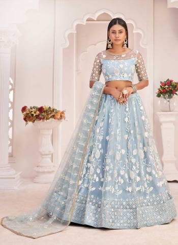 For A Different Look,Grab These Designer Lehenga in All Over Pretty Colored Pair With Blouse And Dupatta.These Lehenga Choli is All Over Butterfly Net Base Fabric With Designer Work.Buy Now These Lehenga For Up Coming Wedding Season