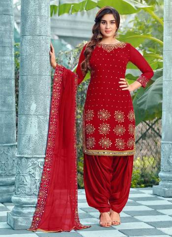 Grab These Beautiful Colored Patiala Suit Pair With Bottom And Dupatta.These Top is Fabricated On Faux Georgette Pair With Dull Santoon Bottom And Net Dupatta.Its Beautified With Real Mirror Designer Work. 