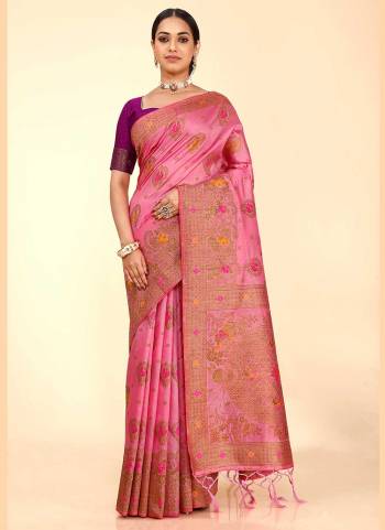 Grab These Saree in Fine Colored Pair With Blouse.These Saree and Blouse Are Fabricated On Raw Silk.Its Beautified With Heavy Wevon Designer Work .