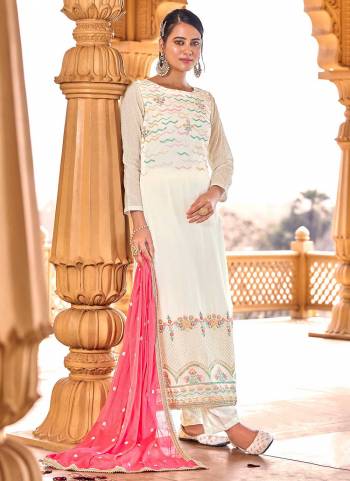 Garb These Attrective Suits In Fine Light Color.These Suits Are Viscose Bemberg Georgette Top And Dull Santoon Bottom And Inner With Chinon Chiffon Dupatta Base Fabric With Designer Thread,Sequance Embroidery Work.