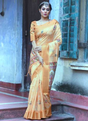 Grab These Saree in Fine Colored Pair With Blouse.These Saree And Blouse Are Fabricated On Tussar Silk.Its Beautified With Wevon Border Designer,Printed Work.