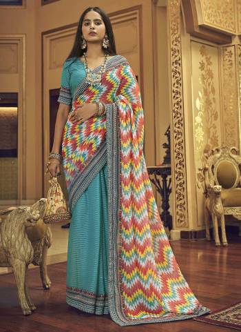 Grab These Fine Colored Saree Pair With Blouse.These Saree And Blouse Are Fabricated On Georgette.Its Beautified With Printed,Thread,Sequance Embroidery Work.