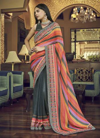 Grab These Fine Colored Saree Pair With Blouse.These Saree And Blouse Are Fabricated On Georgette.Its Beautified With Printed,Thread,Sequance Embroidery Work.