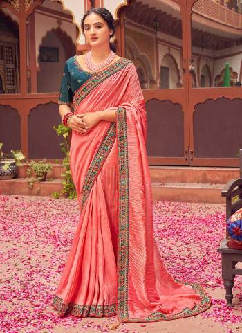 Grab These Beautiful Colored Saree Pair With Blouse.These Saree is Fabricated On Vichitra Silk Pair With Phantom Silk Blouse.Its Beautified With Crush Saree,Jari,Resham Embroidery Work.