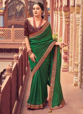 Grab These Beautiful Colored Saree Pair With Blouse.These Saree is Fabricated On Vichitra Silk Pair With Phantom Silk Blouse.Its Beautified With Crush Saree,Jari,Resham Embroidery Work.