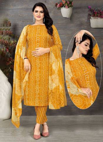 Grab These Casual Wear Suit in Fine Colored.These Top And Bottom Are Fabricated On Cotton Pair With Chiffon Dupatta.Its Beautified With Designer Printed,Nack Button Work.