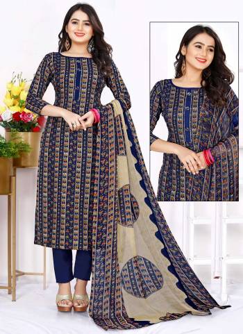 Grab These Casual Wear Suit in Fine Colored.These Top And Bottom Are Fabricated On Cotton Pair With Chiffon Dupatta.Its Beautified With Designer Printed,Nack Button Work.