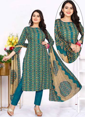 Grab These Casual Wear Suit in Fine Colored.These Top And Bottom Are Fabricated On Cotton Pair With Chiffon Dupatta.Its Beautified With Designer Printed,Nack Button Work.