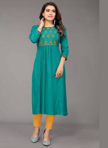 Grab These Beautiful Colored Kurti.These Kurti is Fabricated On Viscose Rayon Come With Thread Embroidery Work.