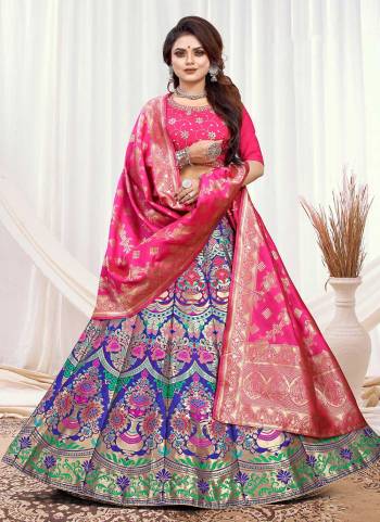 Grab These Beautiful Lehenga In Fine Colored.These Lehenga And Dupatta Are Fabricated On Banarasi Silk Pair With Modal Chanderi Blouse.Its Beautified With  Wevon Designer,Embroidery Work. 