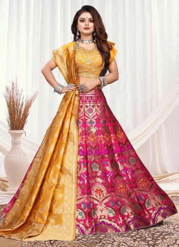 Grab These Beautiful Lehenga In Fine Colored.These Lehenga And Dupatta Are Fabricated On Banarasi Silk Pair With Modal Chanderi Blouse.Its Beautified With  Wevon Designer,Embroidery Work. 