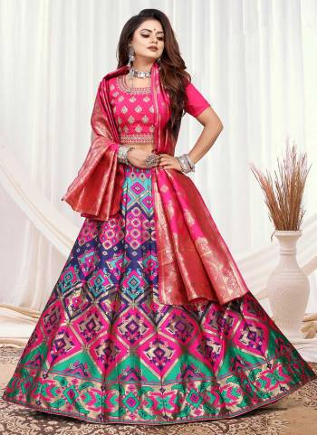 Grab These Beautiful Lehenga In Fine Colored.These Lehenga And Dupatta Are Fabricated On Banarasi Silk Pair With Modal Chanderi Blouse.Its Beautified With  Wevon Designer,Embroidery Work. 