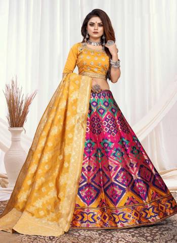 Grab These Beautiful Lehenga In Fine Colored.These Lehenga And Dupatta Are Fabricated On Banarasi Silk Pair With Modal Chanderi Blouse.Its Beautified With  Wevon Designer,Embroidery Work. 