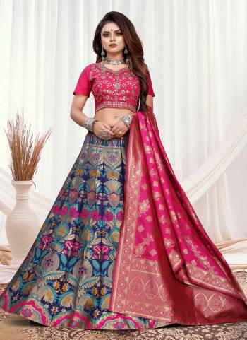 Grab These Beautiful Lehenga In Fine Colored.These Lehenga And Dupatta Are Fabricated On Banarasi Silk Pair With Modal Chanderi Blouse.Its Beautified With  Wevon Designer,Embroidery Work. 