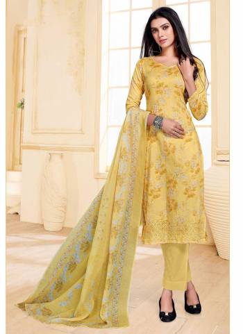 Grab These Beautiful Colored Suit.These Top And Bottom Are Fabricated On Cotton Satin Pair With Chiffon Dupatta.Its Beautified With   Digital Printed, Thread,Jari Embroidery Work.