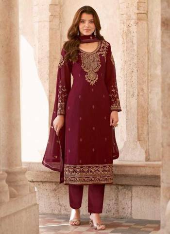 Grab These Beautiful Colored Suit.These Top And Bottom Are Fabricated OnGeorgette Pair With Georgette Dupatta.Its Beautified With Heavy Designer Embroidery Work.