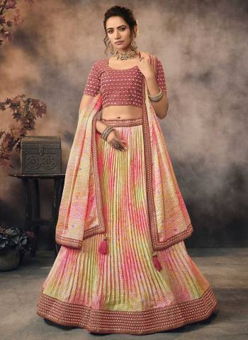 For A Designer Look,GrabThese Lehenga Choli in Fine Colored.These Lehenga And Dupatta Are Fabricated On Chinon Pair With Phantom Silk Blouse.Its Beautified With  Printed,Resham,Jari,Mirror,Sequance Embroidery Work.