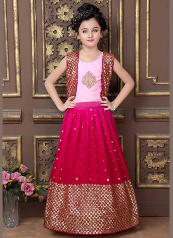 Grab These Readmade Kids Wear Lehenga Choli in Fine Colored.These Lehenga And Dupatta Are Fabricated On Georgette Pair With Georgette Koti And Faux Georgette Blouse.Its Beautified With Designer Jari,Sequance Embroidery Work.