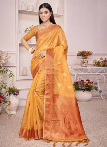 Grab These Beautiful Colored Saree Pair With Blouse.These Saree And Blouse Are Fabricated On Organza.Its Beautified With Wevon Designer Work.