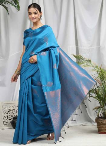 Grab These Beautiful Colored Saree Pair With Blouse.These Saree And Blouse Are Fabricated On Soft Silk.Its Beautified With Wevon Copper Jari Pallu Butti Designer Work.