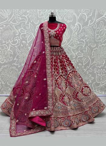 For A Rich And Designer Look,Grab These Lehenga Choli in Fine Colored Pair With Designer Blouse And Dupatta.These Lehenga And Blouse Are Fabricated On Velvet Pair With Soft Net Dupatta.Its Beautified With Heavy Designer Work.