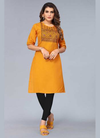 Grab These Fine Colored Kurti.These Kurti is Fabricated On Slub Cotton.Its Beautified With Mirror Embroidery Work.