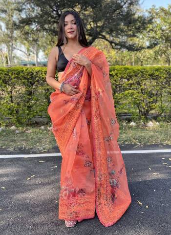 For Bold And Beautiful Look,Grab These Saree in Fine Colored.These Saree is Fabricated On Organza Pair With Satin Banglori Blouse.Its Beautified With  Digital Printed,Embroidery Work.