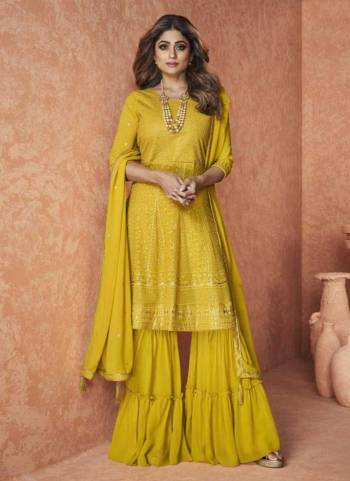 For Bold And Beautiful Look,GrabThese Designer Sharara Suit in Fine Colored.These Top And Bottom Are Fabricated On Georgette Pair With Georgette Dupatta.Its Beautified With Heavy Thread,Sequance Embroidery Work.