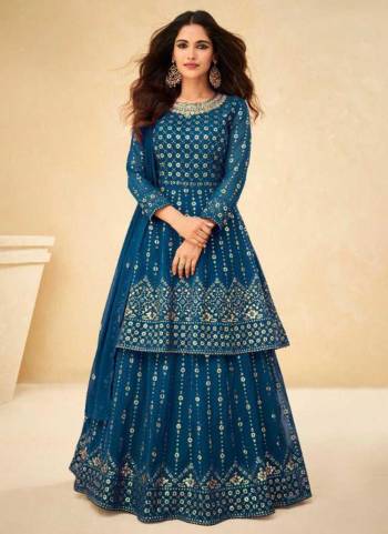 Grab These Designer Suit in Fine Colored.These Top And Bottom Are Fabricated On  Georgette Pair With  Georgette Dupatta.Its Beautified With Heavy Mirror,Thread Embroidery Work.