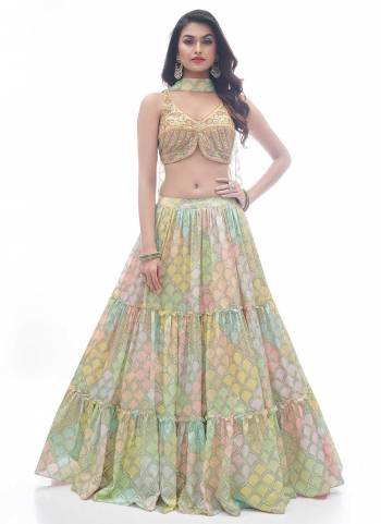 For A Designer Look,Grab These Lehenga in Fine Colored.These Blouse is Fabricated On Chiffon  Pair With Chinon Lehenga And Chiffon  Dupatta.Its Beautified With Designer Work.