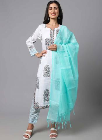 For A Festive Wear,Grab These Readymade Suit in Fine Colored.These Top And Bottom Are Fabricated On Cotton Pair With Kota Doriya Dupatta.Its Beautified With Designer Printed Work.