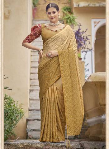 Grab These Fine Colored Saree Pair With Blouse.These Saree And Blouse Are Fabricated On Chinon.Its Beautified With Pedding,Thread,Sequance Embroidery Work.