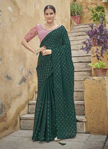 Grab These Fine Colored Saree Pair With Blouse.These Saree And Blouse Are Fabricated On Chinon.Its Beautified With Pedding,Thread,Sequance Embroidery Work.