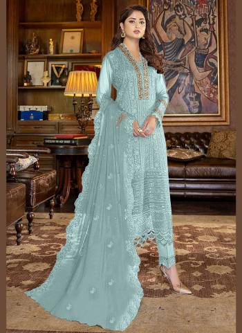 Grab These Beautiful Colored Suit Pair Wth Bottom And Dupatta.These Top is Fabricated On Faux Georgette Pair With Santoon Bottom And Net Dupatta.Its Beautified With Heavy Designer Sequance Embroidery Work.