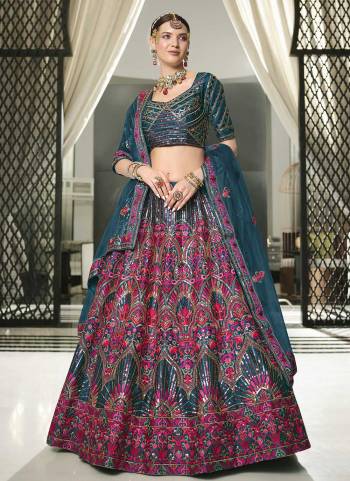 Grab These Fine Colored Lehenga Choli.These Lehenga And Blouse Are Fabricated On Silk Pair With Net Dupatta.Its Beautified With Heavy Thread,Sequance Embroidery Work.