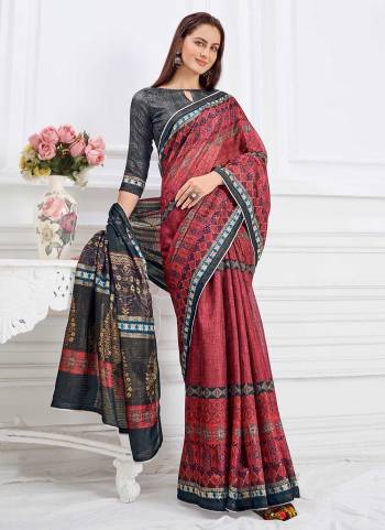 Grab These Saree in Fine Colored Pair With Blouse.These Saree And Blouse Are Fabricated On Crepe.Its Beautified With Fancy Designer Printed Work.