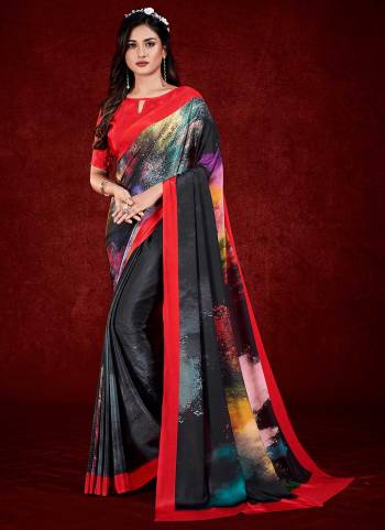 Grab These Beautiful Colored Saree Pair With Blouse.These Saree And Blouse Are Fabricated On Crepe.Its Beautified With Fancy Designer Printed Work