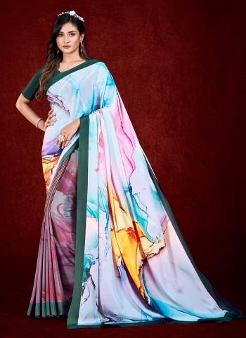 Grab These Beautiful Colored Saree Pair With Blouse.These Saree And Blouse Are Fabricated On Crepe.Its Beautified With Fancy Designer Printed Work