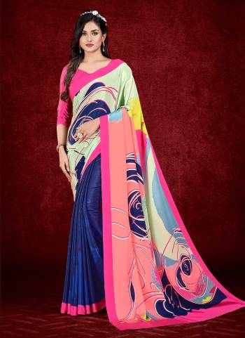 Grab These Beautiful Colored Saree Pair With Blouse.These Saree And Blouse Are Fabricated On Crepe.Its Beautified With Fancy Designer Printed Work