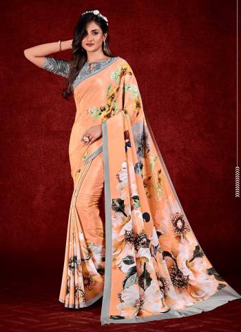 Grab These Beautiful Colored Saree Pair With Blouse.These Saree And Blouse Are Fabricated On Crepe.Its Beautified With Fancy Designer Printed Work