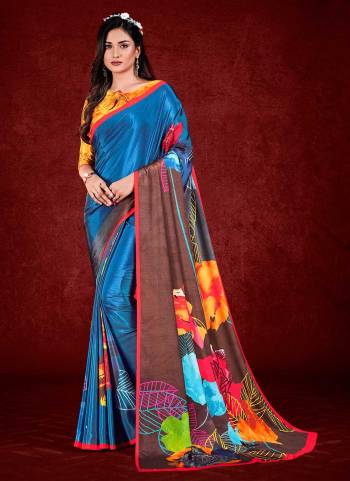 Grab These Beautiful Colored Saree Pair With Blouse.These Saree And Blouse Are Fabricated On Crepe.Its Beautified With Fancy Designer Printed Work