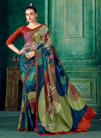 Grab These Fine Colored Saree Pair With Blouse.These Saree And Blouse Are Fabricated On Crepe.Its Beautified With Fancy Designer Printed Work.