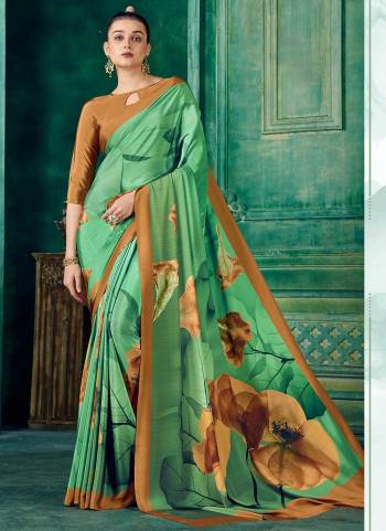 Grab These Fine Colored Saree Pair With Blouse.These Saree And Blouse Are Fabricated On Crepe.Its Beautified With Fancy Designer Printed Work.