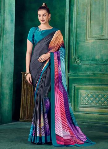 Grab These Fine Colored Saree Pair With Blouse.These Saree And Blouse Are Fabricated On Crepe.Its Beautified With Fancy Designer Printed Work.