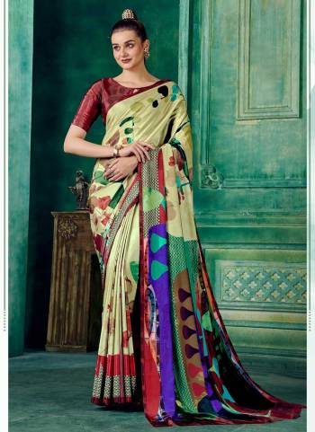 Grab These Fine Colored Saree Pair With Blouse.These Saree And Blouse Are Fabricated On Crepe.Its Beautified With Fancy Designer Printed Work.